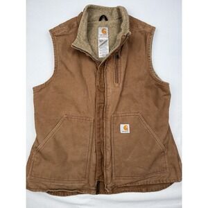 Vintage Carhartt Vest Womens Med 14806 Brown Duck Canvas Work Sherpa Lined 10/06